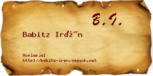 Babitz Irén névjegykártya